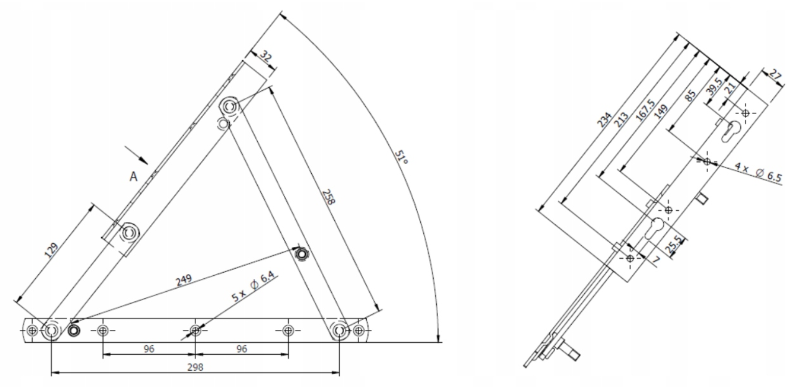 Dimensions mécanisme de levage